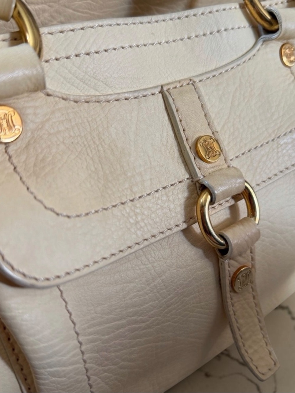 Authentic Celine Beige Leather Tote Bag Quiet Luxury Designer Tote with COA - Picture 3 of 15